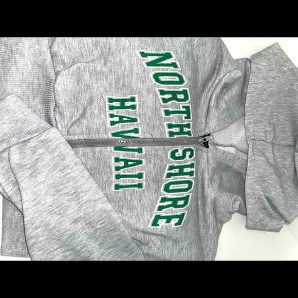 I’m selling a grey and green cropped hoodie, size extra-small. - Picture 2 of 3